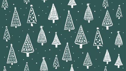 Christmas trees on blue background	
