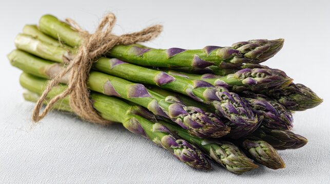 Vibrant green asparagus bunch tied with twine
