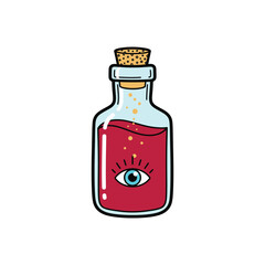 Illustrated Red Potion Bottle With Single Eye.