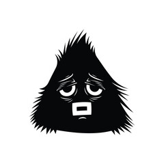 Sad triangular furry cartoon monster character.