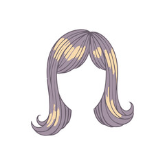 Pastel Lavender Bob Hairstyle Illustration With Highlights.