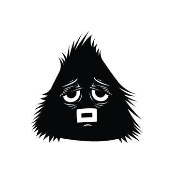 Sad triangular furry cartoon monster character.