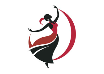 flamenco dancer logo silhouette vector, woman flamenco dress dancing vector silhouette, flamenco dance silhouette vector, traditional flamenco dancer logo silhouettes vector on white background