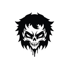 Black Dripping Skull Emblem Logo Illustration Artwork.