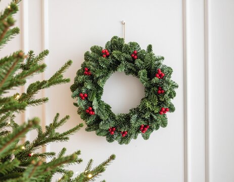 Christmas Wreath on White Background