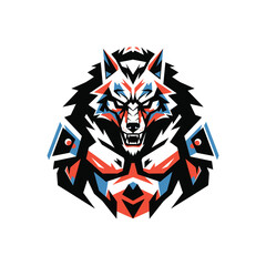Obraz premium Geometric Wolf Mascot Head With Armored Shoulders.