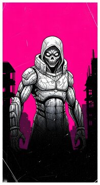 Armored Enigma A Digital Rendering of a Mysterious Sci-Fi Figure in Dystopian Setting