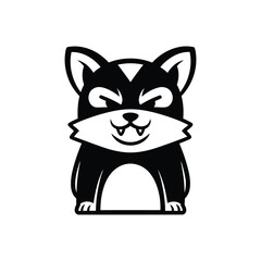 Cute stylized black and white husky illustration.
