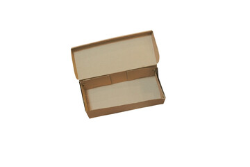 open empty box top view on white background, parcel box