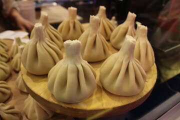 National dish of Georgia raw khinkali large side view