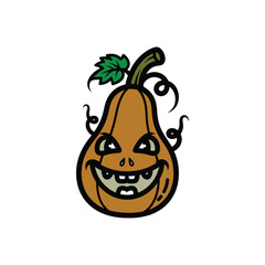 Cartoon Jack O Lantern Pear Shaped Pumpkin.