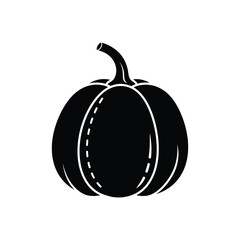 Black Pumpkin Icon Silhouette Decorative Pumpkin Illustration.