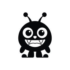 Cute Round Cartoon Monster Character Icon Illustration.