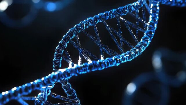 Video A close-up view of a single strand of blue DNA, suitable for scientific or educational purposes