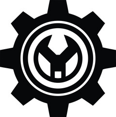 Interlocking gears in a mechanical system icon