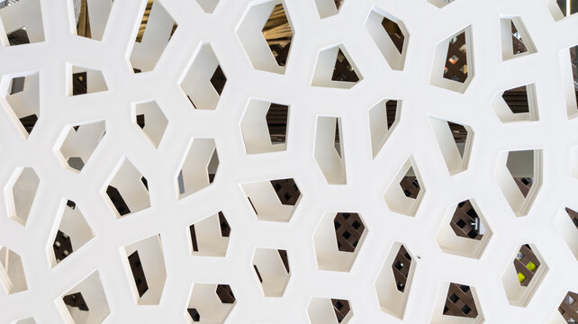 abstract white wooden background modern abstract partition with geometric openings