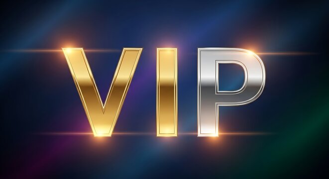 VIP Gold and Silver Text on a Blue Background Exclusive Status and Membership