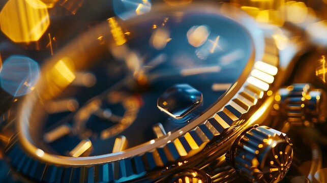Close-up of luxury wristwatch mechanism