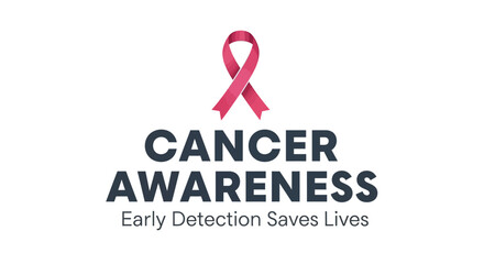 Inspiring cancer awareness campaign with pink ribbon for hope and support raising money for research and early detection saves lives with vital message
