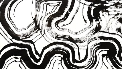 large meandering brush strokes with texture, ink-drawn banner-size background illustration, abstract hand-drawn background