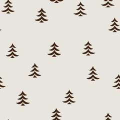 Minimalistic winter seamless pattern from spruce trees. Simple Christmas vector background.