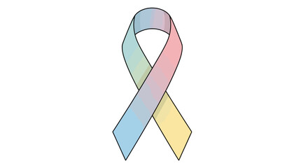 Pastel ribbon for awareness, support and solidarity, symbolizing hope and encouragement for various causes and movements with soft, calming colors