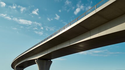 Modern elevated road with blue sky and clouds overhead perspective