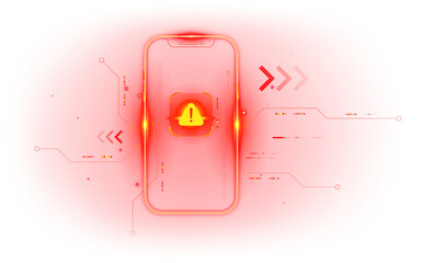 PNG Mobile Phone Data Security Threat - Cyber Attack and Hack Warning Concept on Digital Internet Alert Screen Transparent Background © Lemonsoup14