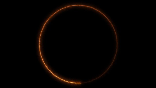 Orange fiery energy ring motion background