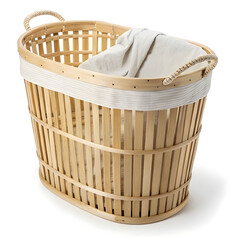 A bamboo laundry basket with a minimalist, eco-friendly design.