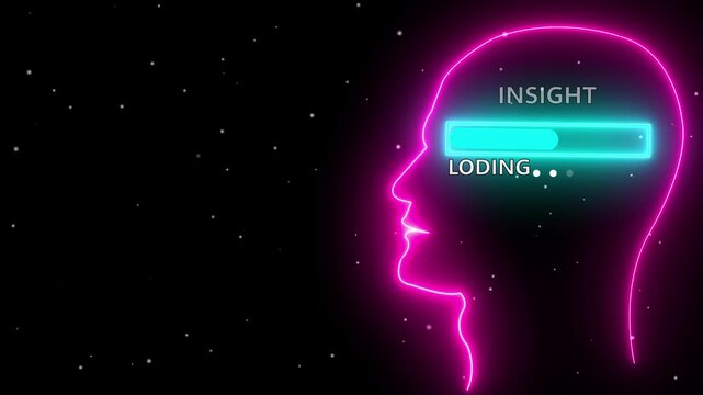 Insight loading concept in human head profile. Creative thinking, strategic planning technology, and Futuristic vision. Abstract Business creativity and Innovation concept.