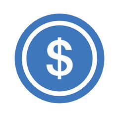 Single dollar coin vector icon flat design illustration on white background