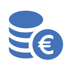 Stack of euro coins vector icon black silhouette flat design illustration