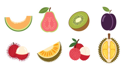 Assortment of vibrant fresh fruits isolated on white background for design