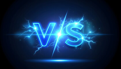 Modern VS versus icon in bold typography with neon glow