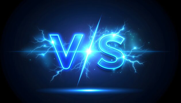 Modern VS versus icon in bold typography with neon glow
