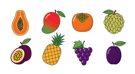 Assortment of vibrant fruits isolated on white background for various uses