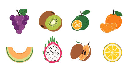 Assortment of vibrant fruits isolated on white background for various uses