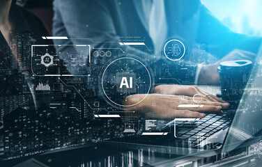 AI interface showing how artificial intelligence powers systems. AI Artificial intelligence transforms data, enables automation, and AI artificial intelligence drives innovation. Vouch