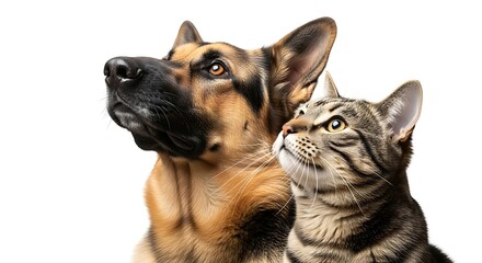 Obraz premium Best Friends Dog and Cat White Background Pose