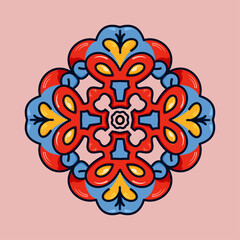 Colorful Folk Mandala Ornament