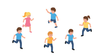 Fototapeta premium Kids running in different directions on white background