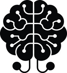 Abstract brain science concept icon with neural network elements