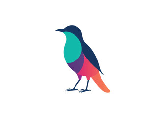 Colorful abstract bird illustration with vibrant geometric shapes.