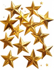 Gold stars cluster, various sizes, shimmering effect