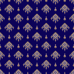 Navy Blue and Gold Geometric Chandelier Pattern