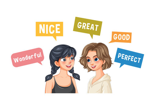 Two Happy Girls Receiving Compliments and Praise 👩&zwj;❤️&zwj;💋&zwj;👩