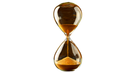 hourglass isolated on white background.Isolated Golden Hourglass with Flowing Sand for Time
