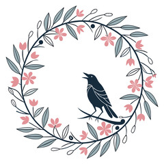 floral background with birds