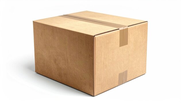 Brown cardboard box, sealed with tape
